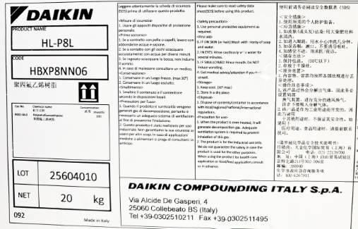 PTFE HL-P8L DAIKIN ITALY